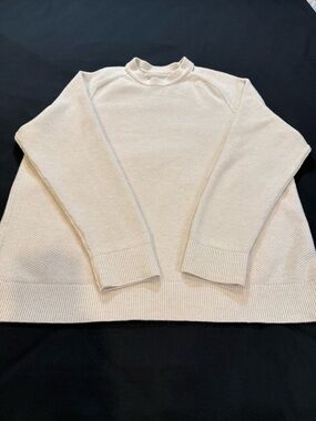 Lululemon Cream Mock Neck Sweater XL Cozy Textured Knit Pullover